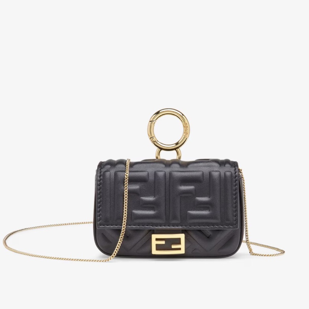 Fendi Nano Baguette Charm - black nappa leather